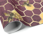 ヴィンテージロマンチックビーフローラブルゴーニュ金ゴールド ラッピングペーパー (ロールコーナー)