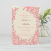 ヴィンテージロマンチックピンクトイレフラワーウェディングシャワー 招待状 (スタンド正面)