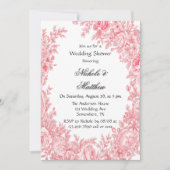 ヴィンテージロマンチックピンクトイレフラワーウェディングシャワー 招待状 (正面)