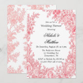 ヴィンテージロマンチックピンクトイレフラワーウェディングシャワー 招待状 (正面/裏面)