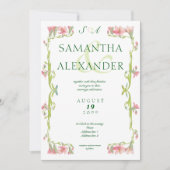 ヴィンテージロマンチックフローラフレームモノグラム結婚ズ 招待状 (正面)