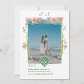 ヴィンテージロマンチックフローラフレームモノグラム結婚ズ 招待状 (裏面)