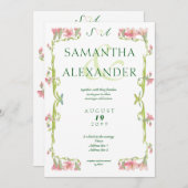 ヴィンテージロマンチックフローラフレームモノグラム結婚ズ 招待状 (正面/裏面)
