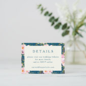 ヴィンテージロマンチックフローラブルー結婚ズ詳細QR エンクロージャーカード (スタンド正面)