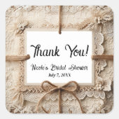 ヴィンテージロマンチックフローラレースバー素朴ラップ結婚ズ スクエアシール (正面)