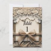 ヴィンテージロマンチックフローラレースバー素朴ラップ結婚ズ 招待状 (正面)