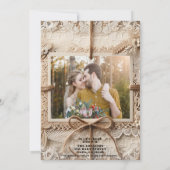 ヴィンテージロマンチックフローラレースバー素朴ラップ結婚ズ 招待状 (裏面)