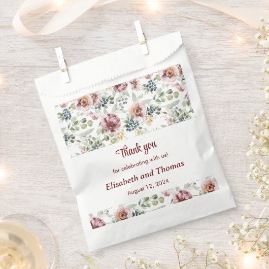 ヴィンテージロマンチックフローラ紙の好意バッグ フェイバーバッグ (クリップ留めされた状態)