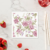 ヴィンテージロマンチックフローラ紫バラパターン スタンダードカクテルナプキン (インサイチュ)