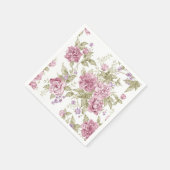 ヴィンテージロマンチックフローラ紫バラパターン スタンダードカクテルナプキン (角)