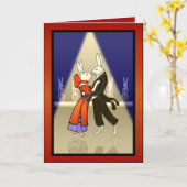 ヴィンテージロマンチックラビッツ踊りv2 パーソナライズされた カード (黄色い花)