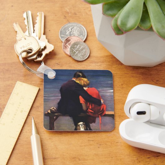 ヴィンテージロマンチックラブロマンスオンビーチ キーホルダー (デスク)