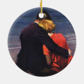 ヴィンテージロマンチックラブロマンスオンビーチ セラミックオーナメント (裏面)