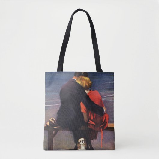 ヴィンテージロマンチックラブロマンスオンビーチ トートバッグ (正面)