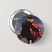 ヴィンテージロマンチックラブロマンスオンビーチ 缶バッジ (正面&裏面)