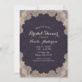 ヴィンテージロマンチックレースパープルエレガントブライダルシャワー 招待状 (正面)