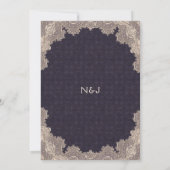 ヴィンテージロマンチックレースパープルエレガントブライダルシャワー 招待状 (裏面)