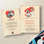 ヴィンテージロマンチック新郎新婦50年代漫画結婚ズ 招待状