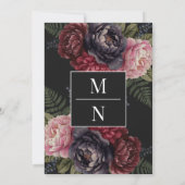 ヴィンテージロマンチック牡丹フローラモノグラム結婚ズ 招待状 (裏面)