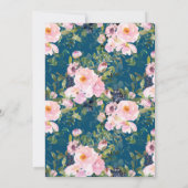 ヴィンテージロマンチック花模様インブルーブライダルシャワー 招待状 (裏面)