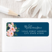 ヴィンテージロマンチック花模様インブルー差出人住所 ラベル (インサイチュ)