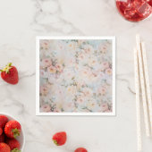 ヴィンテージロマンチック赤面ピンクアイボリーバラフローラ スタンダードカクテルナプキン (インサイチュ)