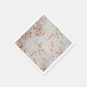 ヴィンテージロマンチック赤面ピンクアイボリーバラフローラ スタンダードカクテルナプキン (角)