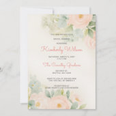 ヴィンテージロマンチック赤面フローラブライダルシャワー 招待状 (正面)