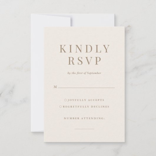 ヴィンテージロマンチック金ゴールドとアイボリーウェディングRSVPカード 出欠カード (正面)