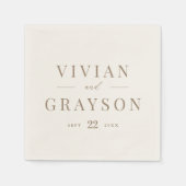 ヴィンテージロマンチック金ゴールドとアイボリー結婚ズナプキン スタンダードカクテルナプキン (正面)