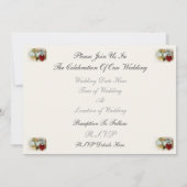 ヴィンテージロマンチ結婚ックのハートロックと鍵 招待状 (裏面)