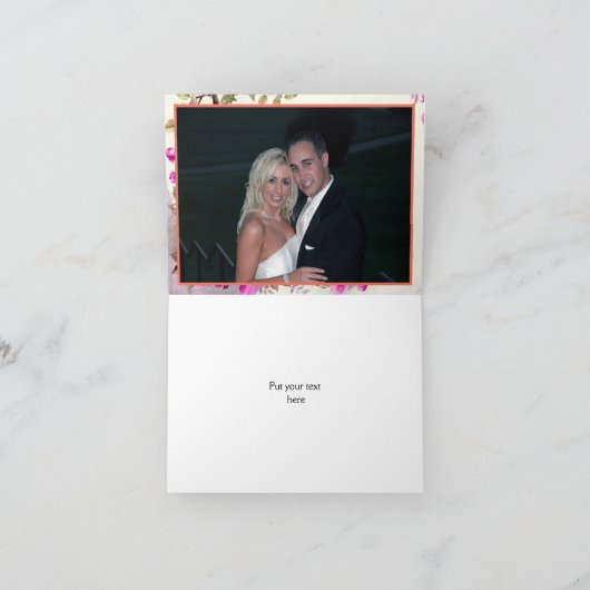 ヴィンテージロマンティックピンクのバラのウェディングサンクスノート サンキューカード (内部)