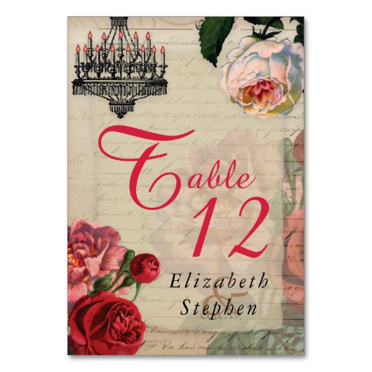 ヴィンテージロマンフランスのティエフエラブライダル | ウェディング テーブルナンバー (正面)