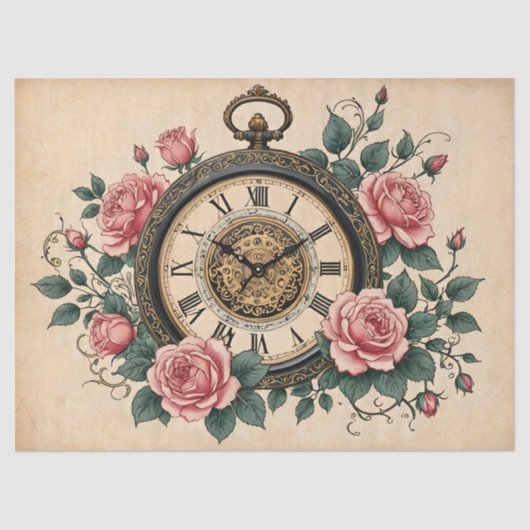 ヴィンテージロマンフランスのティックバラ、時計と映画 薄葉紙 (正面)