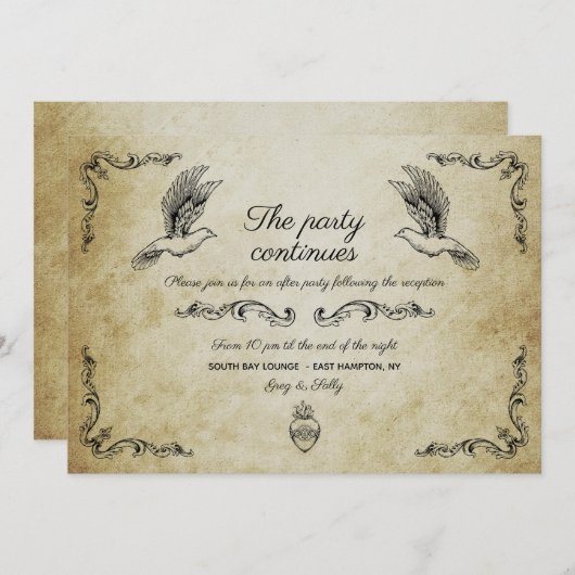 ヴィンテージロマン結婚ティックのパーティの招待状 招待状 (正面/裏面)