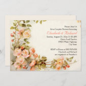 ヴィンテージロマン結婚ティックバラのカップルのシャワー 招待状 (正面/裏面)