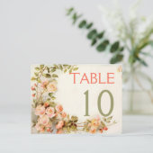 ヴィンテージロマン結婚ティックバラのテーブル番号 ポストカード (スタンド正面)