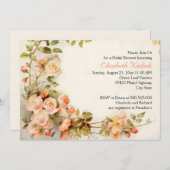 ヴィンテージロマン結婚ティックバラブライダルシャワー 招待状 (正面/裏面)