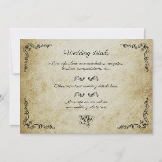 ヴィンテージロマン結婚ティック詳細カード 招待状
