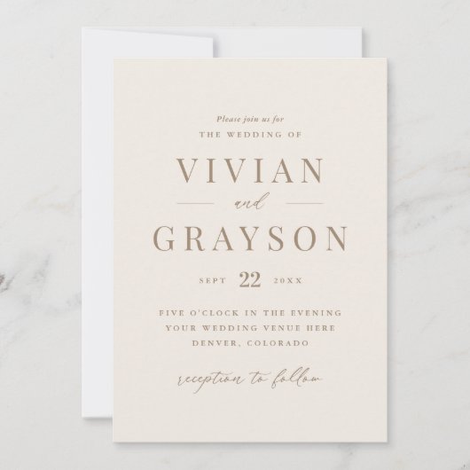 ヴィンテージロマン金ゴールドとアイボリー結婚ズ 招待状 (正面)