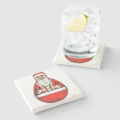 ヴィンテージロリーポリサンタクロースクリスマス ストーンコースター (横)