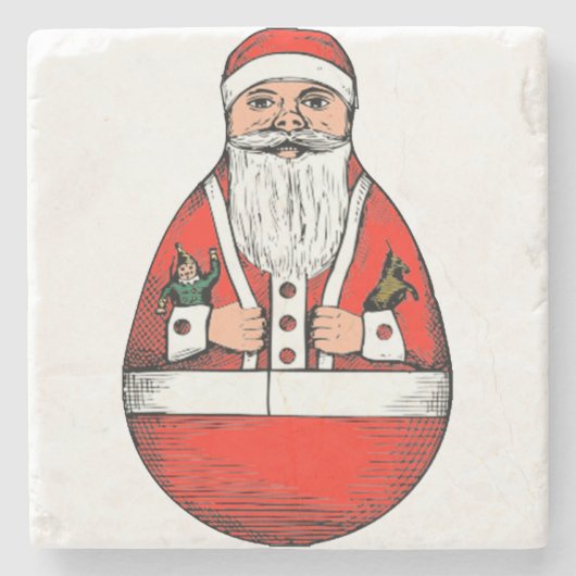 ヴィンテージロリーポリサンタクロースクリスマス ストーンコースター (正面)