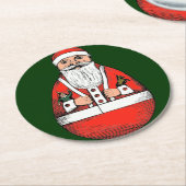 ヴィンテージロリーポリサンタクロースクリスマス ラウンドペーパーコースター (アングル)