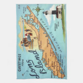 ヴィンテージロングアイランドの地図 キッチンタオル (縦)