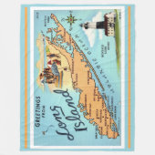 ヴィンテージロングアイランドの地図 フリースブランケット (正面)