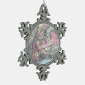 ヴィンテージロングアイランドの地図（1880年） スノーフレークピューターオーナメント (左)
