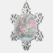 ヴィンテージロングアイランドの地図（1880年） スノーフレークピューターオーナメント (右)