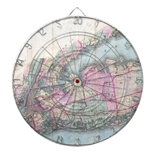 ヴィンテージロングアイランドの地図(1880) ダーツボード (正面)