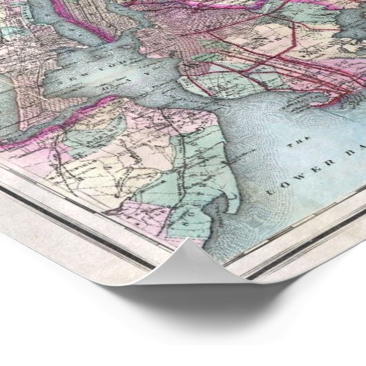 ヴィンテージロングアイランドの地図(1880) ポスター (角)