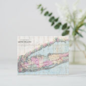 ヴィンテージロングアイランドの地図(1880) ポストカード (スタンド正面)